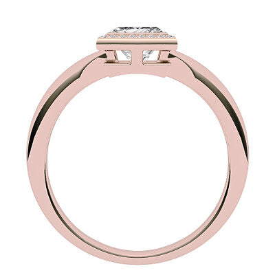 Simple Flat Princess Solitaire halo Classic band