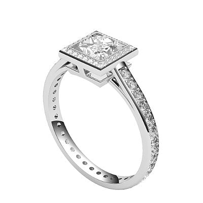 Trionfo Princess Solitaire halo Full diamond band