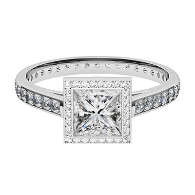 Trionfo Princess Solitaire halo Full diamond band