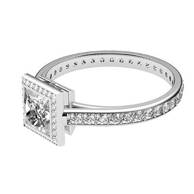 Trionfo Princess Solitaire halo Full diamond band