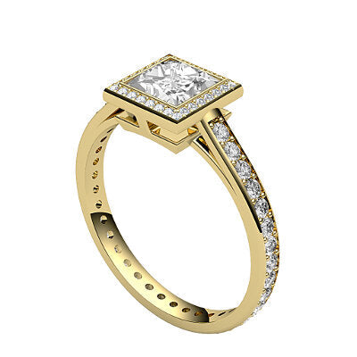Trionfo Princess Solitaire halo Full diamond band