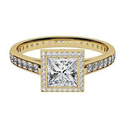 Trionfo Princess Solitaire halo Full diamond band