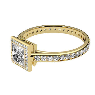 Trionfo Princess Solitaire halo Full diamond band