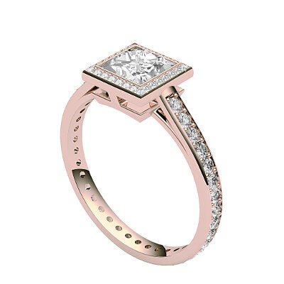 Trionfo Princess Solitaire halo Full diamond band