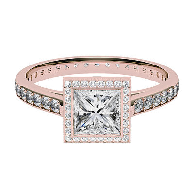 Trionfo Princess Solitaire halo Full diamond band