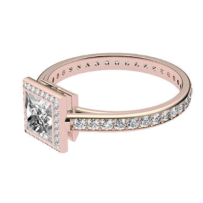 Trionfo Princess Solitaire halo Full diamond band