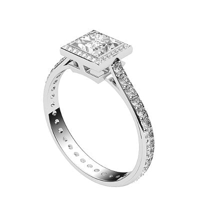 Vittoria Princess Solitaire halo Full diamond band