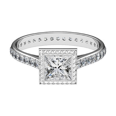 Vittoria Princess Solitaire halo Full diamond band