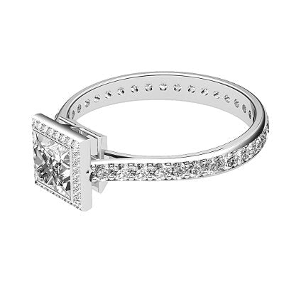 Vittoria Princess Solitaire halo Full diamond band
