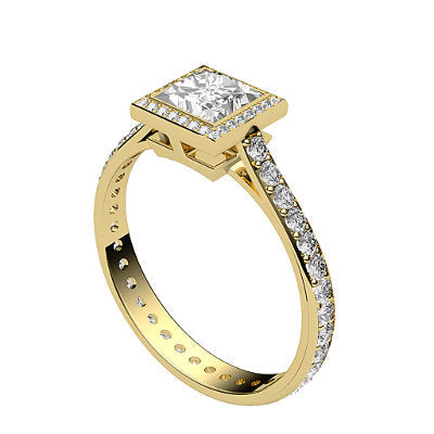 Vittoria Princess Solitaire halo Full diamond band