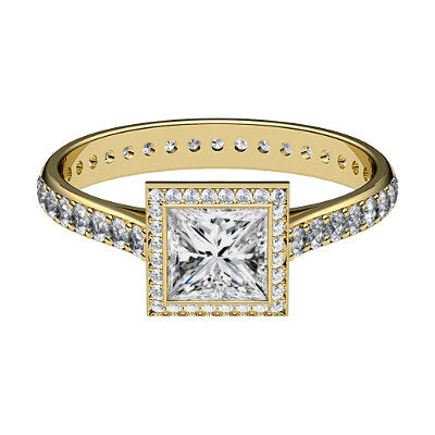 Vittoria Princess Solitaire halo Full diamond band