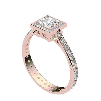 Vittoria Princess Solitaire halo Full diamond band