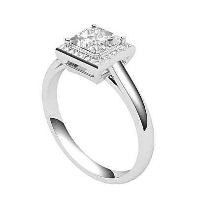 Trionfo Princess Solitaire halo Classic band 4 Prongs