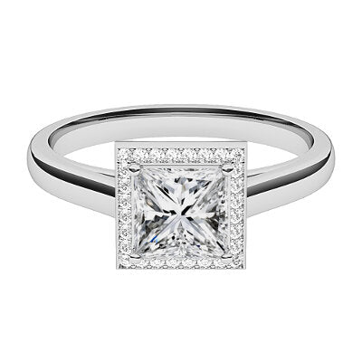 Trionfo Princess Solitaire halo Classic band 4 Prongs