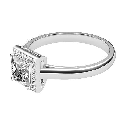 Trionfo Princess Solitaire halo Classic band 4 Prongs