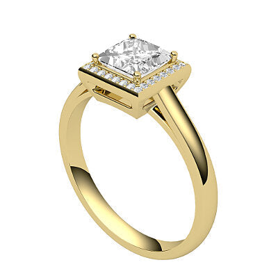 Trionfo Princess Solitaire halo Classic band 4 Prongs