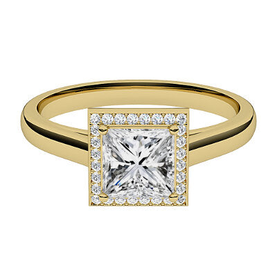 Trionfo Princess Solitaire halo Classic band 4 Prongs