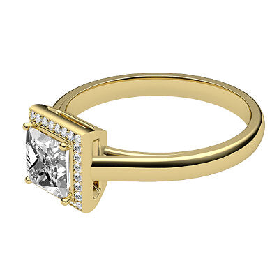 Trionfo Princess Solitaire halo Classic band 4 Prongs