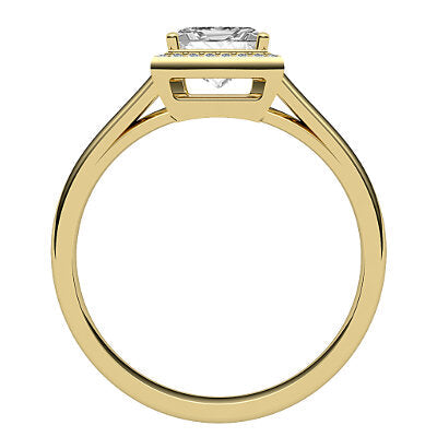 Trionfo Princess Solitaire halo Classic band 4 Prongs