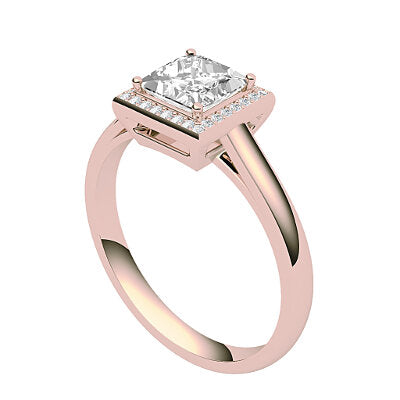 Trionfo Princess Solitaire halo Classic band 4 Prongs