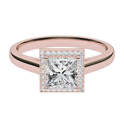 Trionfo Princess Solitaire halo Classic band 4 Prongs