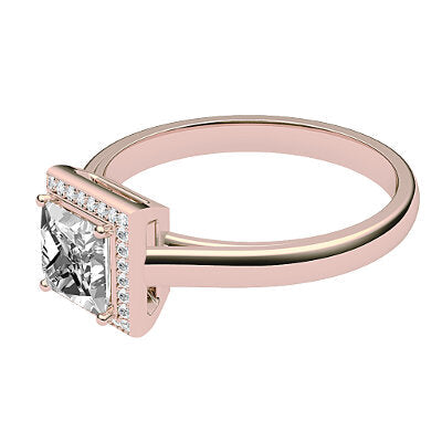 Trionfo Princess Solitaire halo Classic band 4 Prongs
