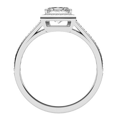 Trionfo Princess Solitaire halo Half diamond band 4 Prongs