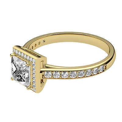 Trionfo Princess Solitaire halo Half diamond band 4 Prongs