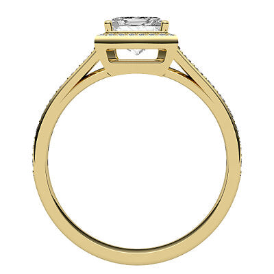 Trionfo Princess Solitaire halo Half diamond band 4 Prongs