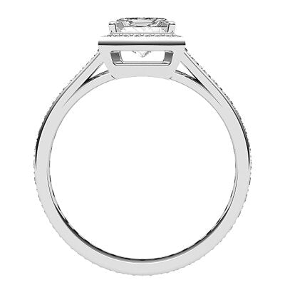 Trionfo Princess Solitaire halo Full diamond band 4 Prongs
