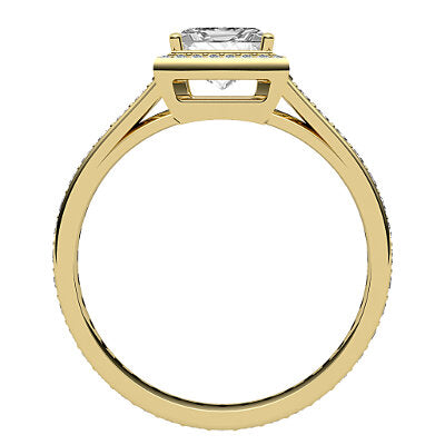Trionfo Princess Solitaire halo Full diamond band 4 Prongs
