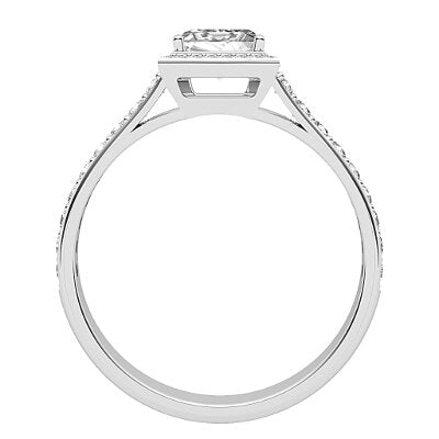 Vittoria Princess Solitaire halo Half diamond band 4 Prongs