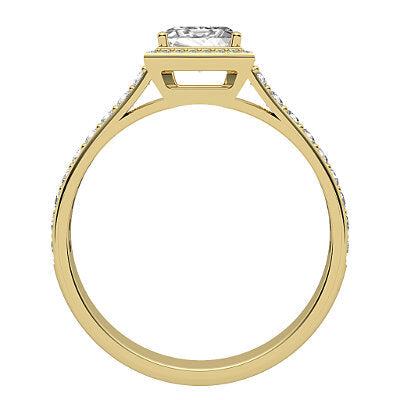 Vittoria Princess Solitaire halo Half diamond band 4 Prongs