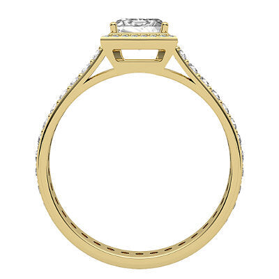 Vittoria Princess Solitaire halo Full diamond band 4 Prongs