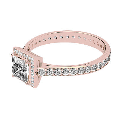 Vittoria Princess Solitaire halo Full diamond band 4 Prongs