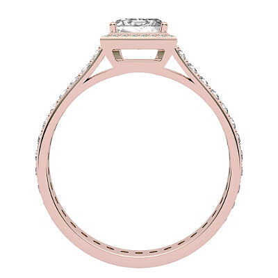 Vittoria Princess Solitaire halo Full diamond band 4 Prongs
