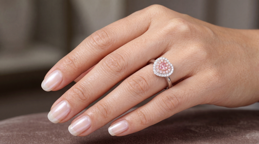 Natural Fancy Pink Heart Diamond Double Halo