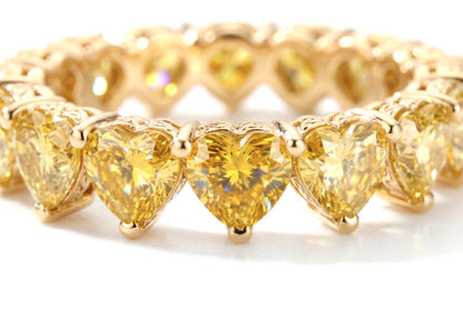 Fancy Yellow Heart Diamond Eternity Ring