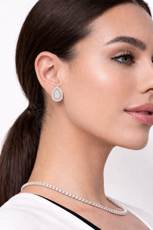 Pear Pavè Double Halo earrings